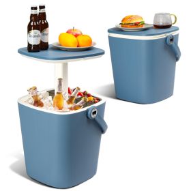 Outdoor Cooler Table, 4 Gallon Portable Cooler Side Table With Handle, Bottle Opener And Lift Top Lid, All-Weather Resistant Patio Cooler Ice Coo (Color: Blue)